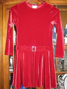 Bonnie Jean girls size 12 Christmas dress Red velour long sleeve 