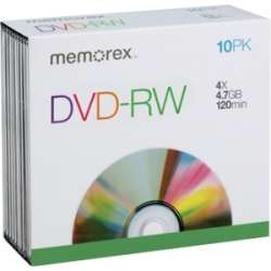  DVD Rewritable Media   DVD RW   4x   4.70 GB   10 Pack  