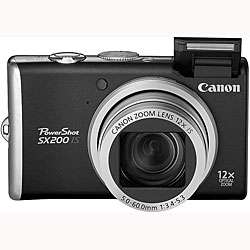Canon PowerShot SX200IS 12MP Black Digital Camera  