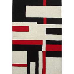 Hand tufted White Wool Cool Rug (5 x 8)  