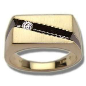  .12 ct Mens Single Diamond Slash Ring Jewelry