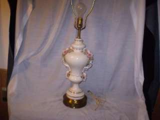 Vintage,Porcelain,Applied Flower,Urn Shaped,Table Lamp  