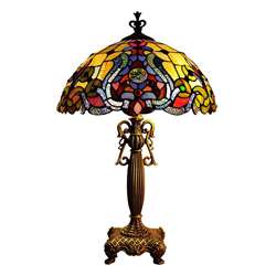 Tiffany Style Victorian Antique Gold Table Lamp  