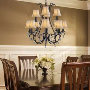  New Wrought Iron Crystal Chandelier With Shades 12 