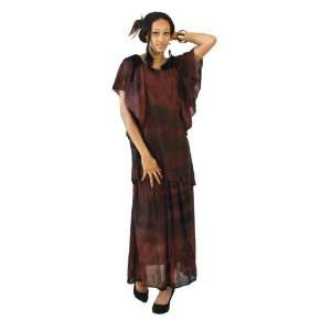  Sheer Tie Dye Skirt Set  Dark Brown 