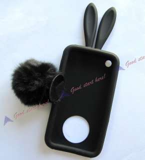 Black New Silicone Rabbit Rubber TPU Skin Case Cover For iPhone 3G 3GS 