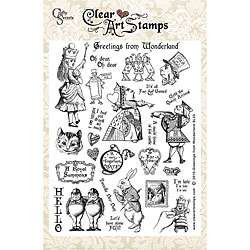 Crafty Secrets Greetings From Wonderland Large Clear Art Stamp Sheet