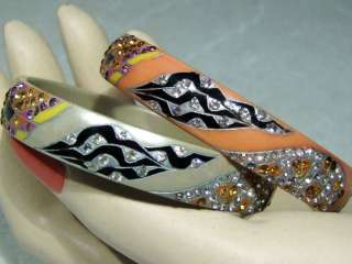   1920s Art Deco Celluloid Bakelite Sparkle Bangle Bracelet SET  
