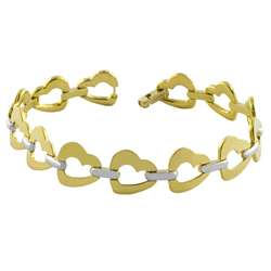 14k Two tone Gold Open Heart Link Bracelet  