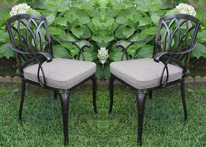 Two Cast Aluminum Outdoor Patio Furniture Arm Chairs C  