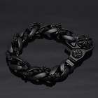 BR49 Mens jewelry bracelet chain bangle metal leather skull motorcycle 