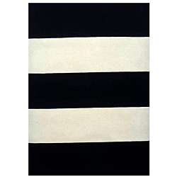 Hand tufted Black/ White Stripe Wool Rug (8 x 11)  