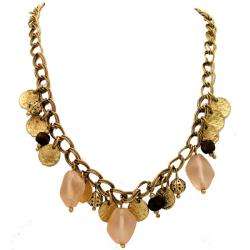 Brass and Recycled Blush Glass Beads Necklace (India)  