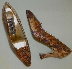 New J. RENEE Brown Croc Croco Reptile Floral Heels Shoes Womens 6 