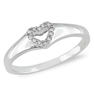 10k White Gold Diamond Open Heart Ring  