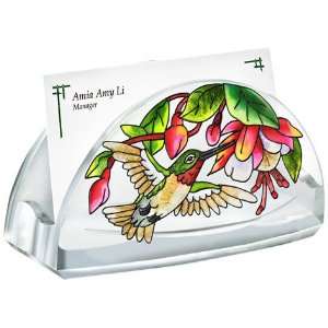 Amia 5783 Hand Painted Acrylic Business Card Holder Featuring a 