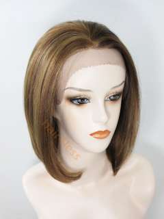 100% REMY Human Hair Deeep Lace Front Full Wig Bob Style ELEGANT 