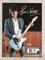 RONNIE RON WOOD The Rolling Stones ESP Guitars 1984 Ad  