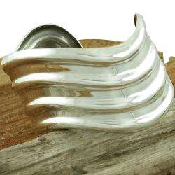 Polished Sterling Silver Waves Cuff Bracelet (Mexico)  