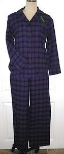   Medium Sleep NWT $70 Flannel Cotton Pajama PJ Set M Purple  