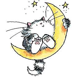 Penny Black Cat On The Moon Rubber Stamp  