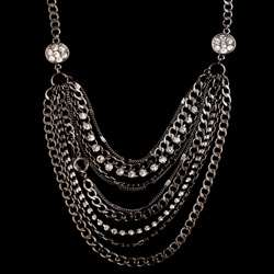 JLo Hematite plated Multi chain Necklace  
