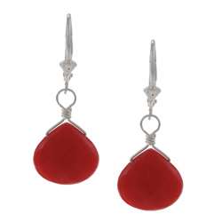 Charming Life Sterling Silver Faceted Red Quartz Briolette Earrings 