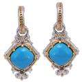 Michael Valitutti Silver Turquoise and Sapphire Earrings 