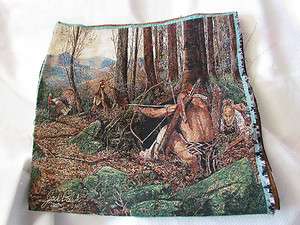 Jack Paluh Native American Woodland Hunters Turkey Fabric Pillow 2 