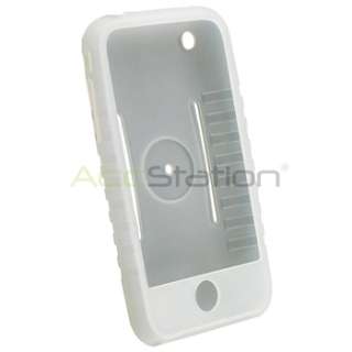   Silicone Rubber Skin Cover Case+LCD Mirror Guard for iPhone 3GS 3G
