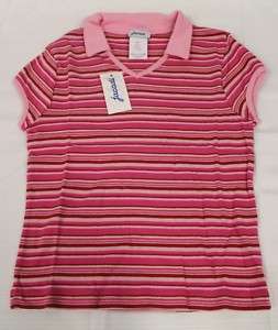 JACADI Girls Pink Striped Collared TShirt Sz 10 NEW $32  