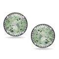 14k White Gold Green Amethyst and 3/4ct TDW Brown Diamond Earrings 