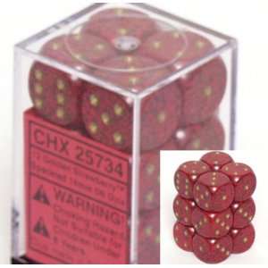  Speckled 16mm d6 Golden Strawberry Dice Block 12 pipped 