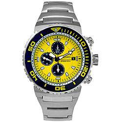 Seiko Mens Dive Chronograph Yellow Dial Steel Watch  