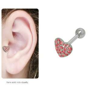  Surgical Steel Red Gem Heart Tragus Earring Jewelry