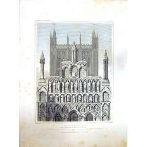   1824 WELLS CATHEDRAL ARCHITECTURE SHAW KEUX ENGRAVING
