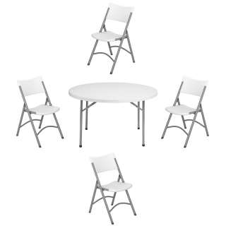 NPS 48 inch Round Folding Table and Set of 4 Chairs  