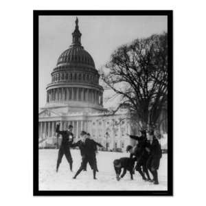  Snow Fight at Capital Washington, DC 1925 Print
