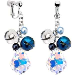    Handcrafted Austrian Crystal and Jingle Bell Clip Earrings Jewelry