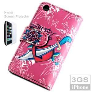Tattoo Style Synthetic Leather Case for Apple iPhone 3G 3GS Plus Free 