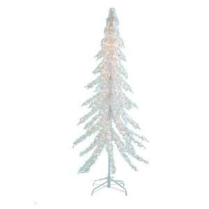 Pre Lit Downswept Iridescent White Tinsel Glow Christmas Tree #2763 