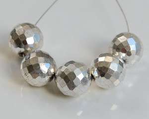 AAA Sparkle Silver Pyrite Faceted Round Ball Beads 8mm  