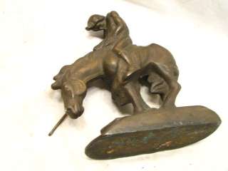 PR CAST IRON END OF THE TRAIL BRASS BOOKENDS HORSE  