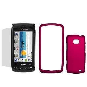  LG Ally VS740 Combo Rubber Feel Rose Pink Protective Case 