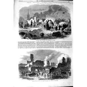  1864 GREAT FIRE LIMOGES FRANCE FIREMEN SOLDIERS RUINS 