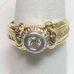  14K Two Tone Gold Etruscan Style Diamond Ring Jewelry