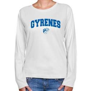 NCAA Ave Maria Gyrenes Ladies White Logo Arch Long Sleeve Classic Fit 