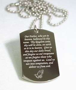 LORDS PRAYER RELIGIOUS PRAYER DOG TAG NECKLACE  