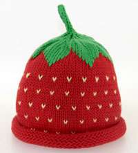   Berries Strawberry HAT Baby Girls Boys red Cotton Hand Knitted  