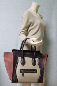  Mini Blush Luggage Tricolor Smooth Leather and Suede Bag New 2012 